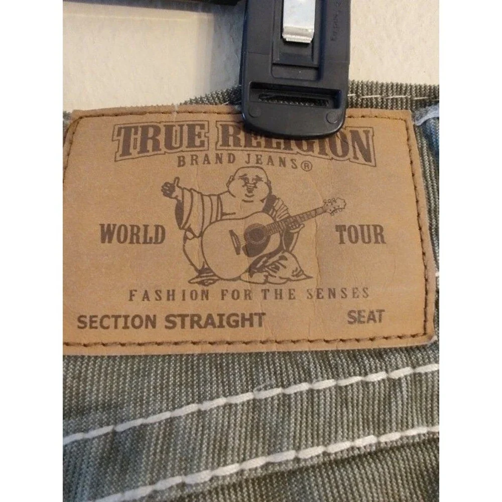 Men's True Religion World Tour Section Olive Green Velvet Jeans Size 33